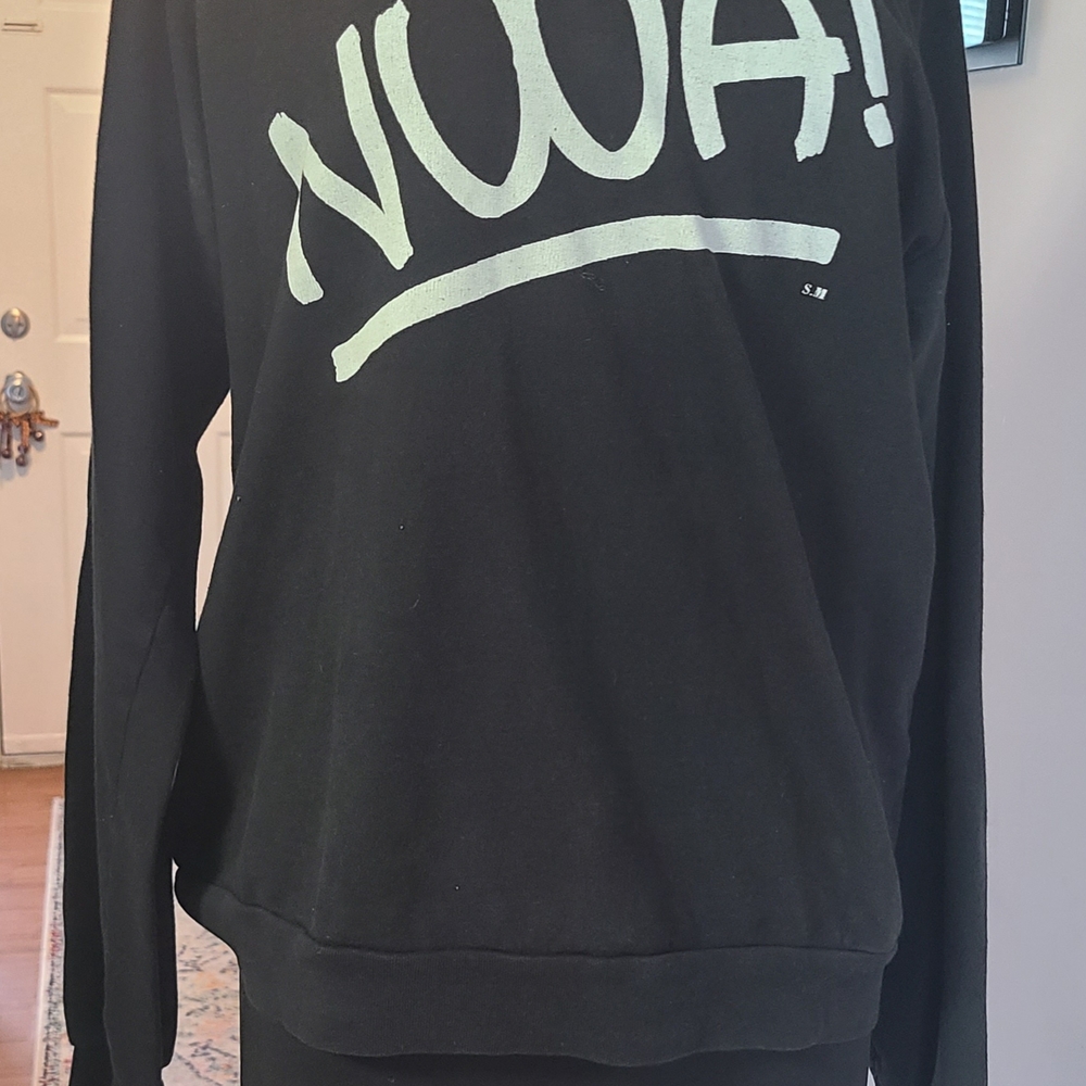 Black Crewneck Sweater with Graphic Design